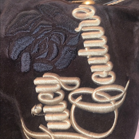 Y2K!RARE Vintage Juicy Couture Black & Brown Velvet Daydreamer w/ embroidered🌹 - Picture 15 of 16